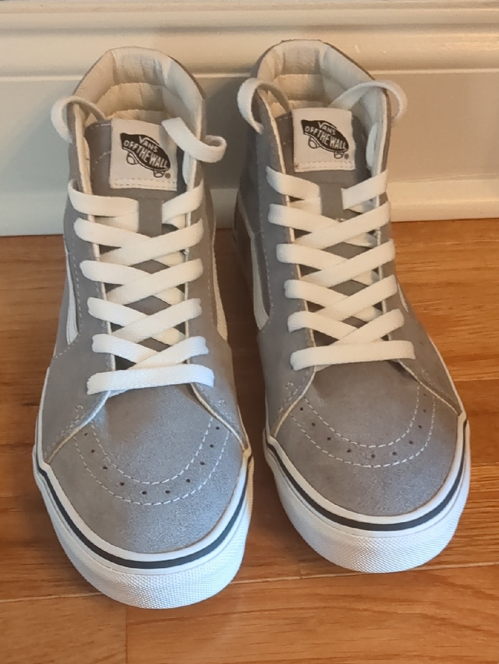 Vans Gray and White High-Top Skate Sneakers